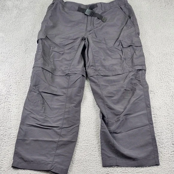 Eddie Bauer Pants Mens XL 30 Gray Convertible Cargo Hiking Zip Off Nylon Belted - Picture 1 of 14